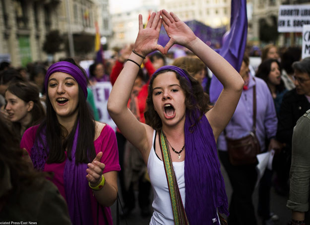 Madryt: Protesty przeciwko zaostrzeniu ustawy aborcyjnej, 08.03.2014 /AP/FOTOLINK /East News