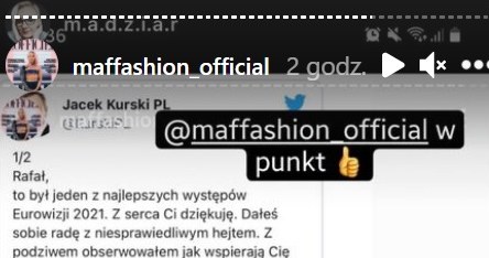 Maffashion dosadnie wypowiedziała się o wpisie Jacka Kurskiego fot. https://www.instagram.com/maffashion_official/