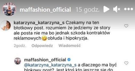 Maffashion zdradziła, że przez konflikt z TVP straciła kontrakty reklamowe fot. https://www.instagram.com/maffashion_official/ /Instagram /Instagram