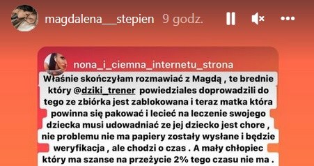 Magda Stępień udostępniła słowa internautki na temat swojej sytuacji /www.instagram.com/magdalena___stepien /Instagram