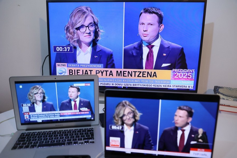 Magdalena Biejat, Sławomir Mentzen podczas debaty w TVP /Adam Burakowski /East News