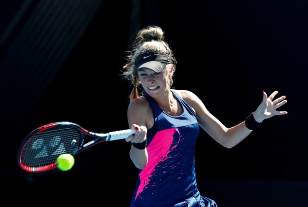 Magdalena Fręch w meczu z Carlą Suarez Navarro w pierwszej rundzie Australian Open /Narendra Shrestha /PAP/EPA