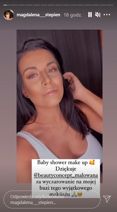 Magdalena Stępień chwali się makijażem na swój baby shower, https://www.instagram.com/magdalena___stepien/ /Instagram