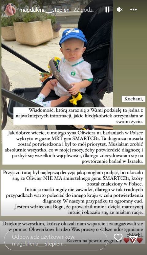 Magdalena Stępień nie poddaje się w walce o zdrowie syna /www.instagram.com/magdalena___stepien /Instagram