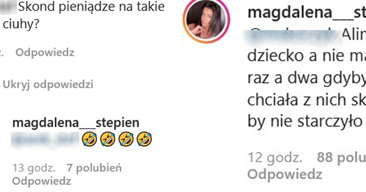 Magdalena Stępień o alimentach /Screeny z profilu www.instagram.com/magdalena___stepien /Instagram