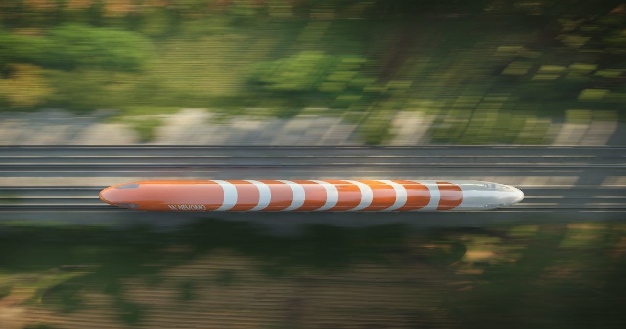 MagRail ma rozpędzić się na torach do prędkości 550 km/h / grafika: Nevomo /domena publiczna