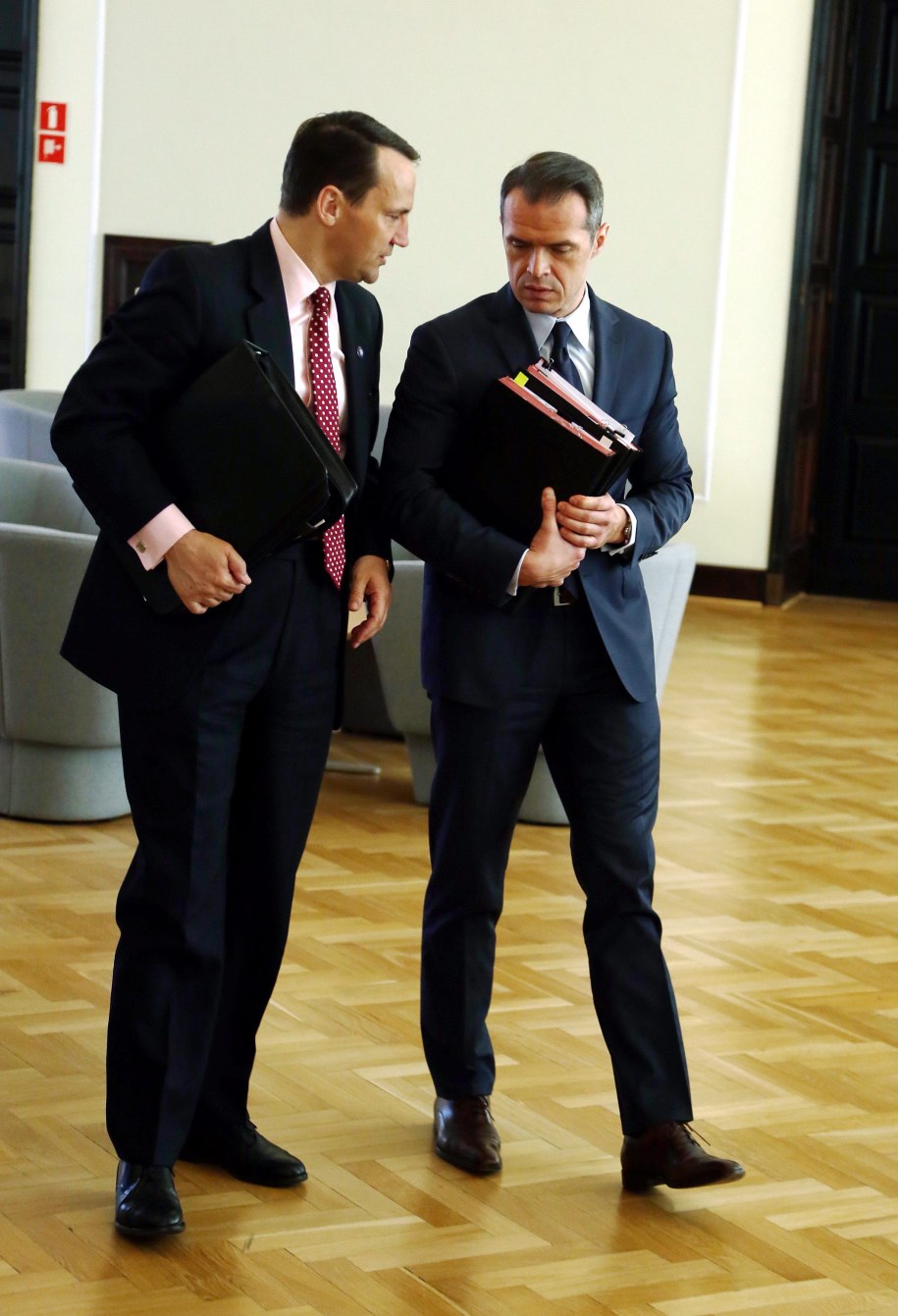 Maj 2013. Były minister spraw zagranicznych Radosław Sikorski i były minister transportu Sławomir Nowak /Tomasz Gzell    /PAP