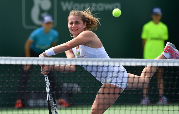 Maja Chwalińska w meczu z Laurą Siegemund /Piotr Nowak /PAP