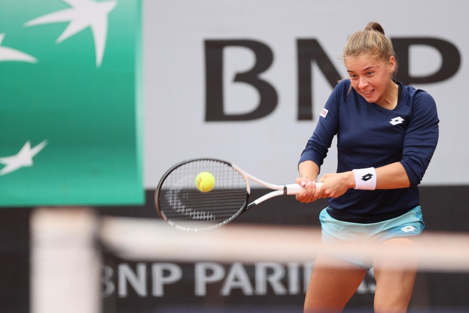 Maja Chwalińska w parze z Czeszką Jesiką Maleckovą podczas meczu 1/2 finału debla turnieju tenisowego WTA BNP Paribas Poland Open / 	Leszek Szymański    /PAP