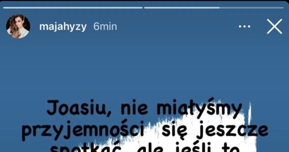 Maja Hyży jako jedna z nielicznych osób okazała wsparcie Joannie Opoździe /Instagram