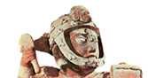 Majów sztuka, wieko urny z rzeźbą siedzącego wojownika /Encyklopedia Internautica