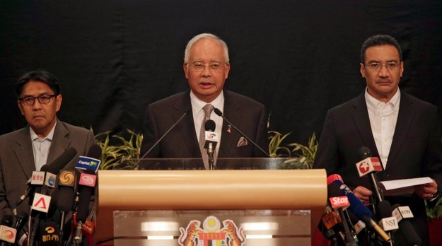 Malezyjski premier Najib Razak w czasie konferencji prasowej /AHMAD YUSNI /PAP/EPA