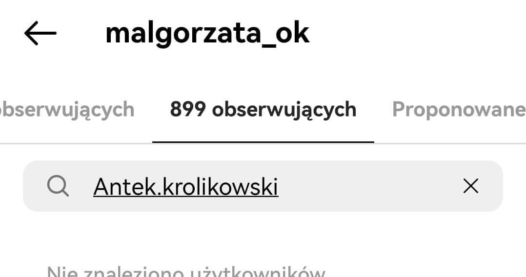 Małgorzata Królikowska już nie obserwuje Antka na Instagramie