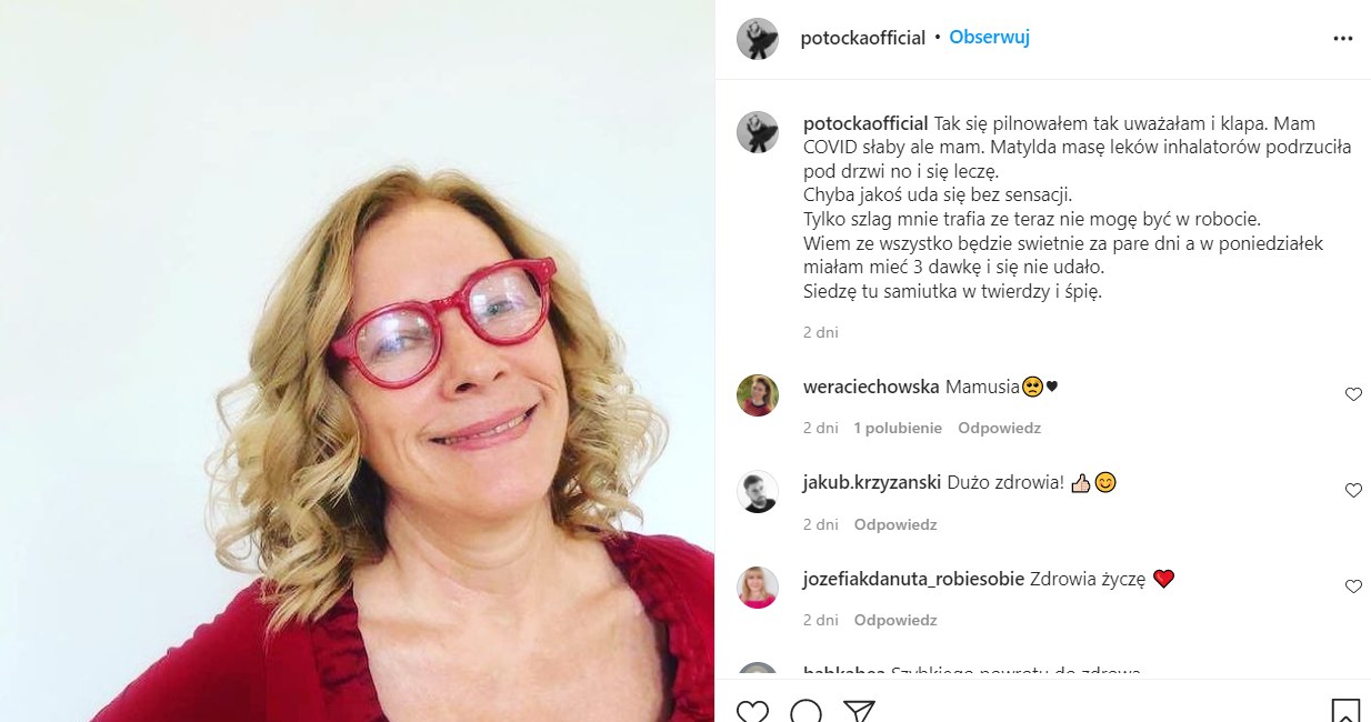 Małgorzata Potocka chora na koronawirusa /Instagram