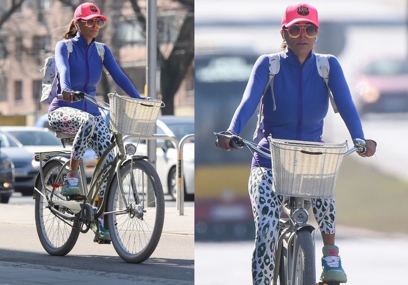 Małgorzata Rozenek jedzie rowerem na solarium /pomponik exclusive