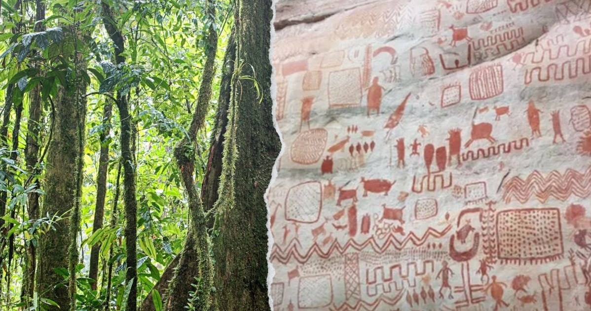 Malowidła z Serranía La Lindosa na tle kolumbijskiej dżungli /dirkercken/ X:@O_Ceallaighs /123RF/PICSEL