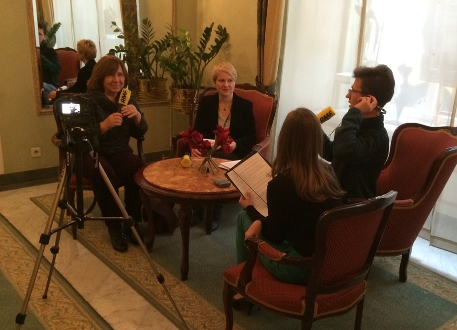 Malwina Zaborowska i Maciej Nycz w rozmowie z noblistką Swietłaną Aleksijewicz /Zdjęcie dzięki uprzejmości Grand Hotelu /RMF FM