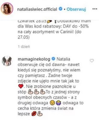 "Mama ginekolog" gratuluje odwagi Natalii Siwiec @nataliasiwiec.official /Instagram
