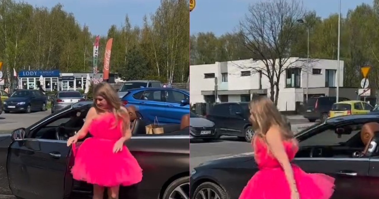 Mama Ginekolog w pomponikowym kolorze sukienki podjechała na parking znanego sklepu /@mamaginekolog /Instagram