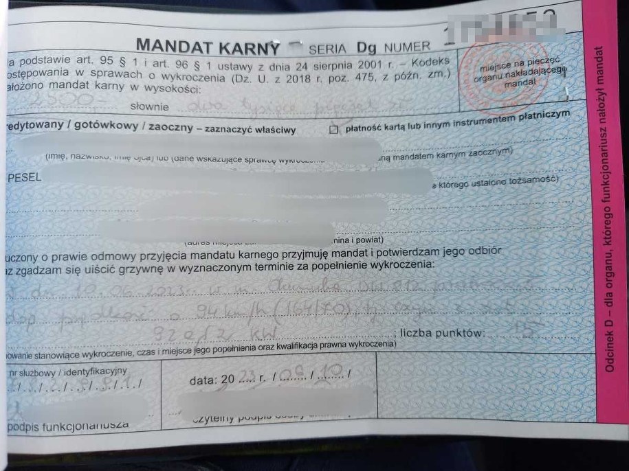 Mandat karny /KPP Włodawa /