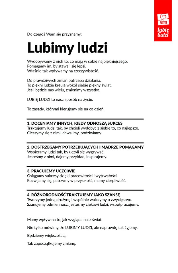 Manifest "Lubię Ludzi" /Szlachetna Paczka /