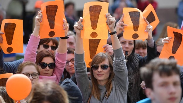 Manifestacja nauczycieli przed Ministerstwem Edukacji Narodowej /Marcin Obara /PAP