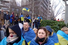 Manifestacja przeciwko wojnie na Ukrainie w Brukseli 
