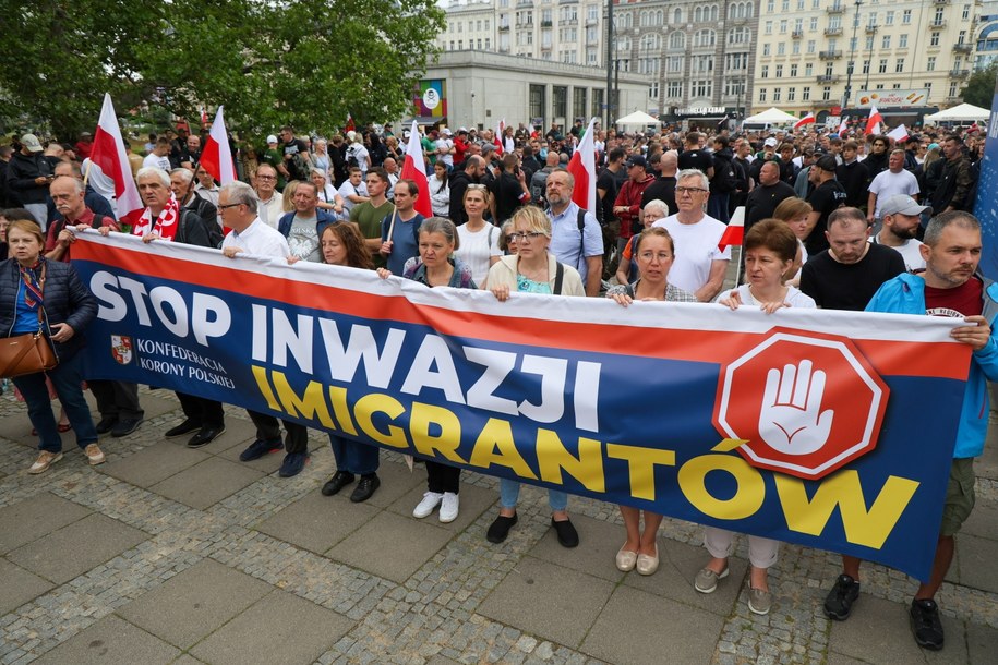 Manifestacja "stop imigracji" /PAP/Paweł Supernak /PAP/EPA
