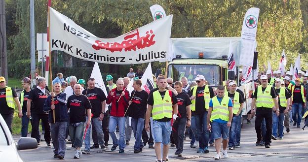 Manifestacja w sosnowieckiej kopalni Kazimierz-Juliusz /PAP