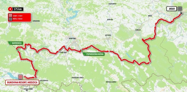 Mapa 4. etapu wyścigu /KMP Nowy Sącz /Materiały prasowe