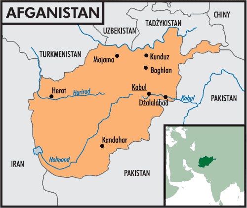 Mapa Afganistanu /Encyklopedia Internautica