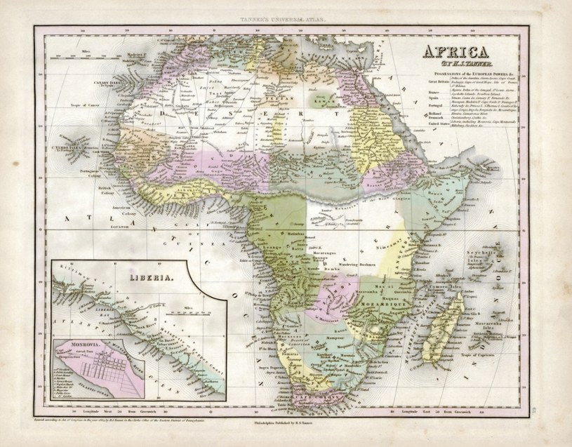 Mapa Afryki z końca XIX w. /LIBRARY OF CONGRESS/SCIENCE PHOTO LIBRARY /East News