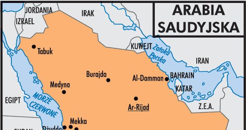 Mapa Arabii Saudyjskiej /Encyklopedia Internautica