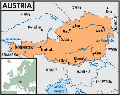 Mapa Austrii /Encyklopedia Internautica