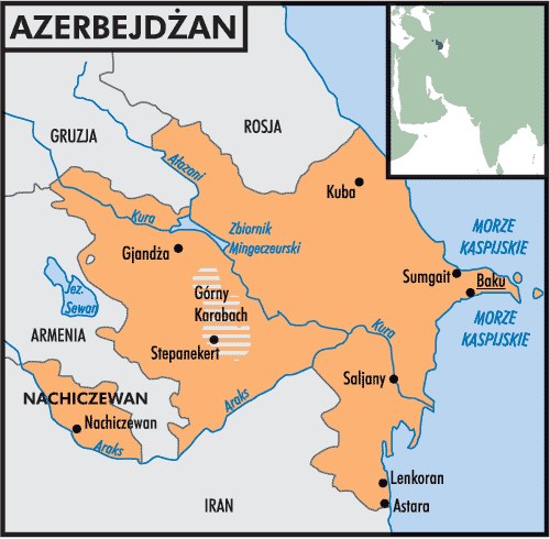 Mapa Azerbejdżanu /Encyklopedia Internautica