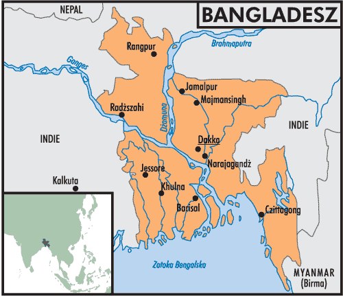 Mapa Bangladeszu /Encyklopedia Internautica