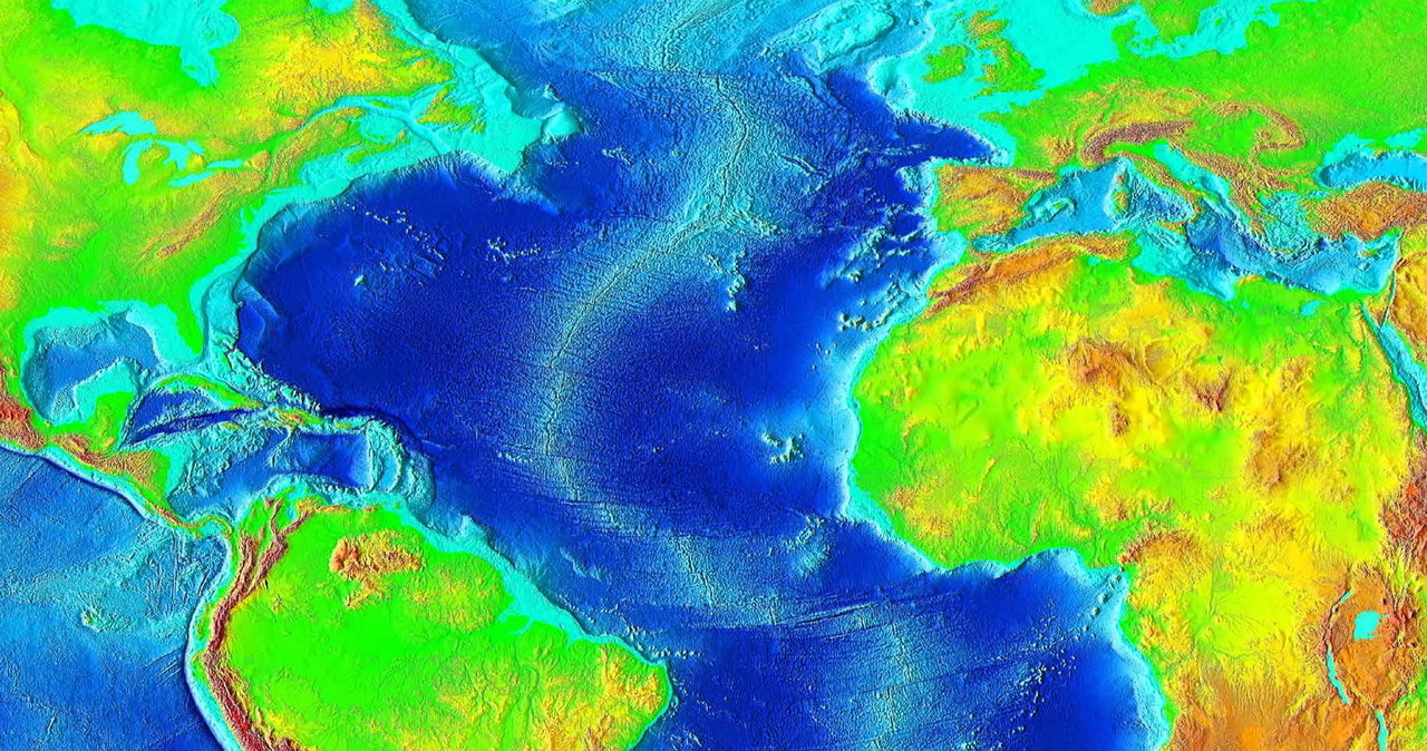 Mapa batymetryczna (głębokości) oceanu. Fot.  National Oceanic and Atmospheric Administration /materiały prasowe