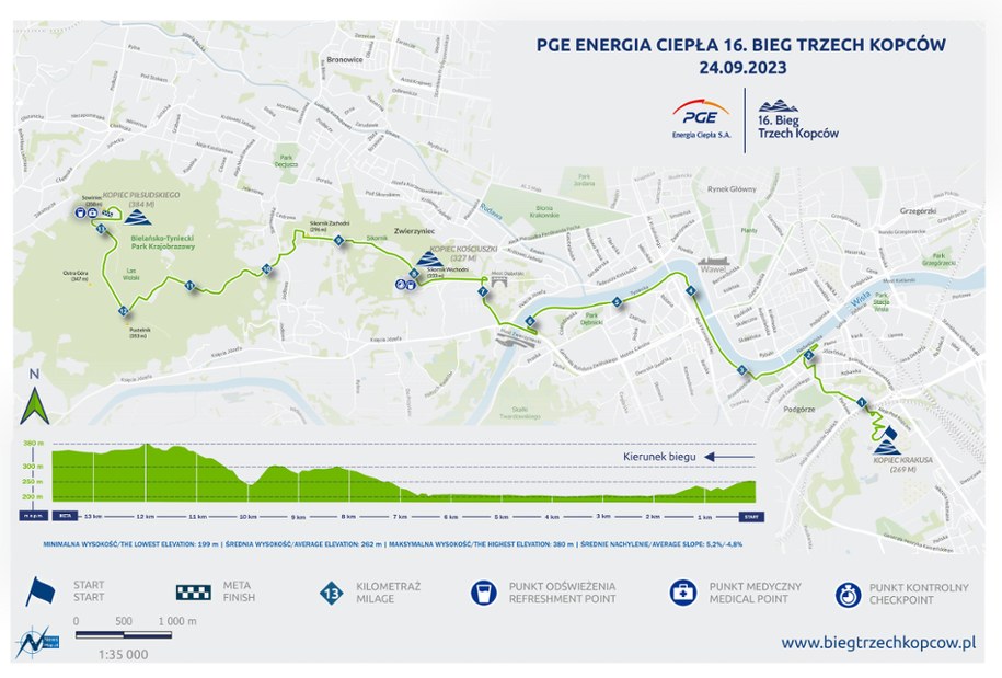 Mapa Biegu Trzech Kopców /Zarząd Infrastruktury Sportowej w Krakowie /