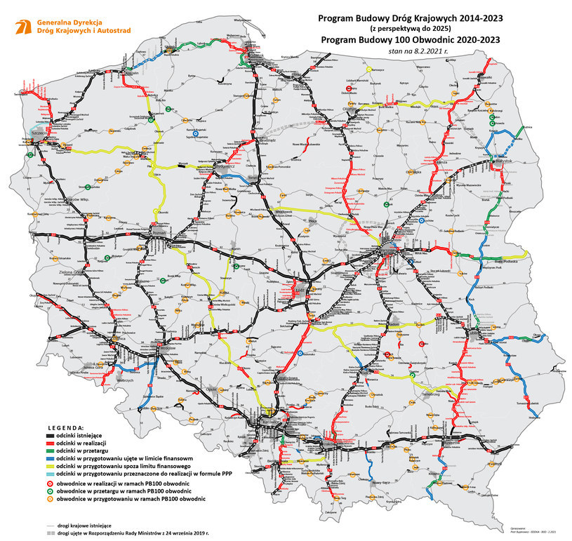 Mapa budowy dróg 2022 /GDDKiA /Informacja prasowa
