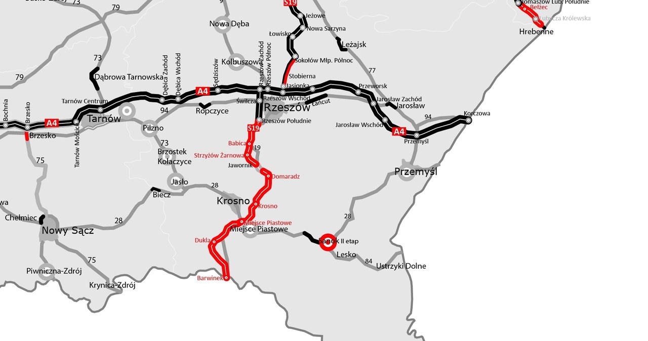 Mapa budowy dróg na Podkarpaciu /GDDKiA