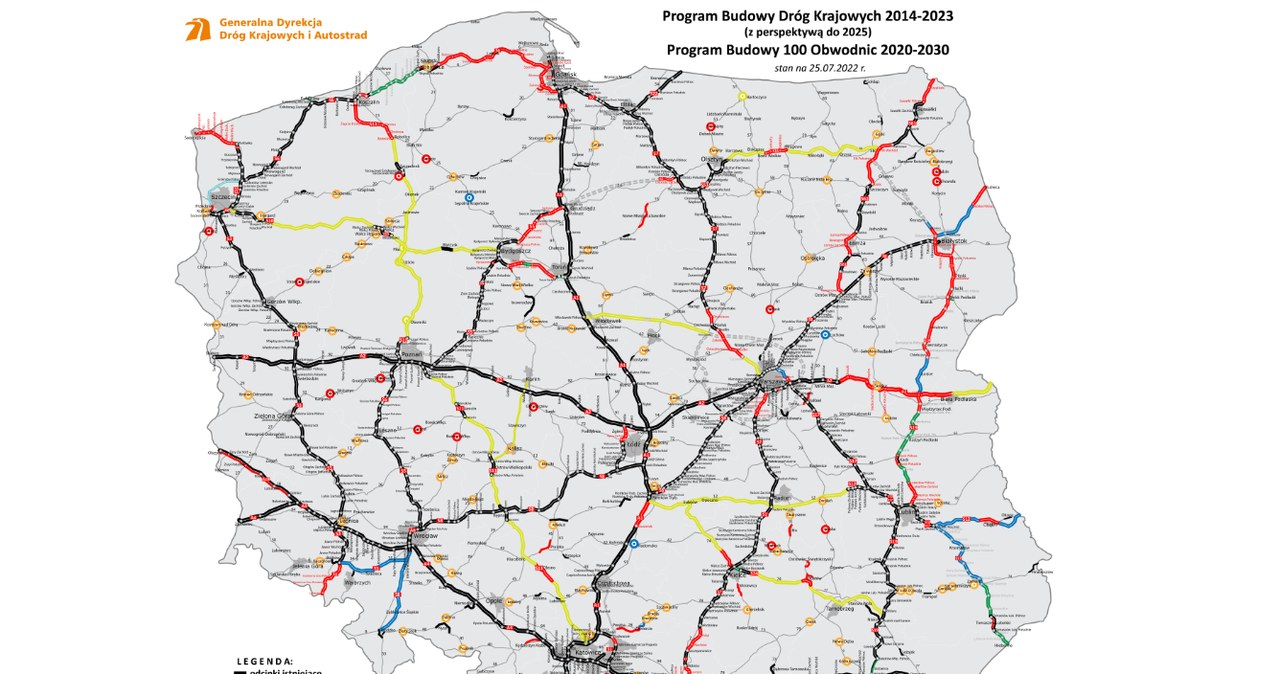 Mapa budowy dróg w Polsce 2022 /GDDKiA