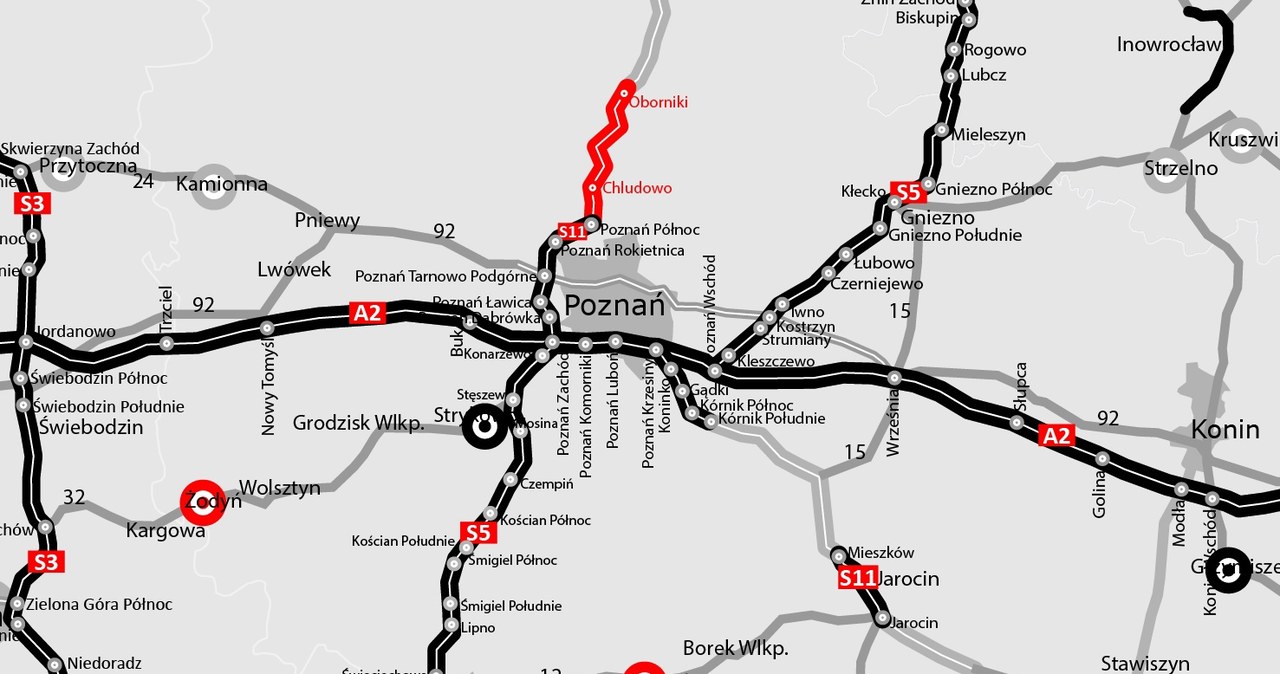 Mapa budowy dróg w Wielkopolsce /GDDKiA