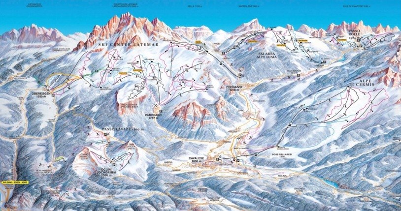 Mapa doliny Val di Fiemme/fot. skionline.pl /