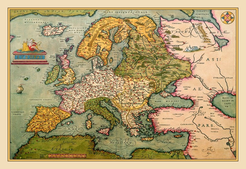 Mapa Europy z 1602 roku. Według chińskiego profesora wtedy europejscy historycy zaczęli już pisać, jak było naprawdę /Getty Images