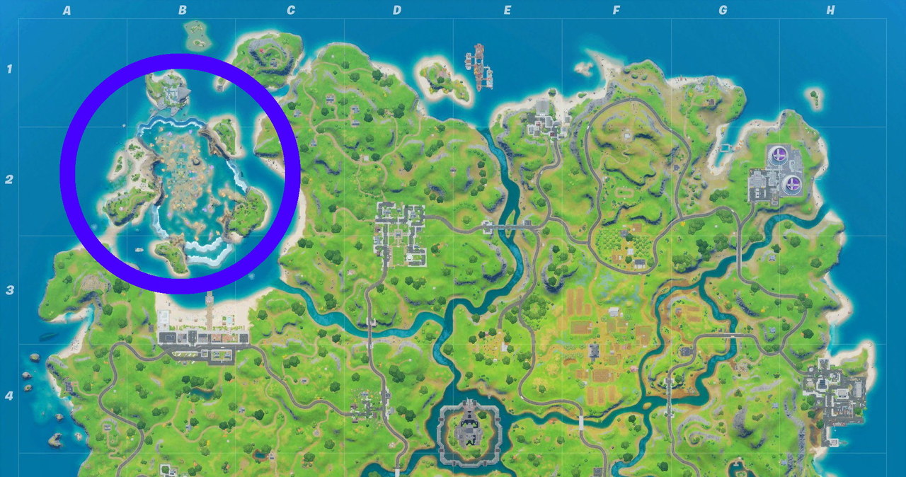 Mapa Fortnite z zaznaczonym spornym obszarem /materiały prasowe