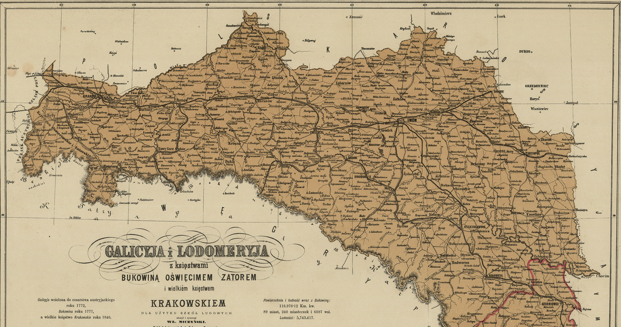 Mapa Galicji w okresie zaborów (tzw. Królestwo Galicji i Lodomerii) /Biblioteka Narodowa