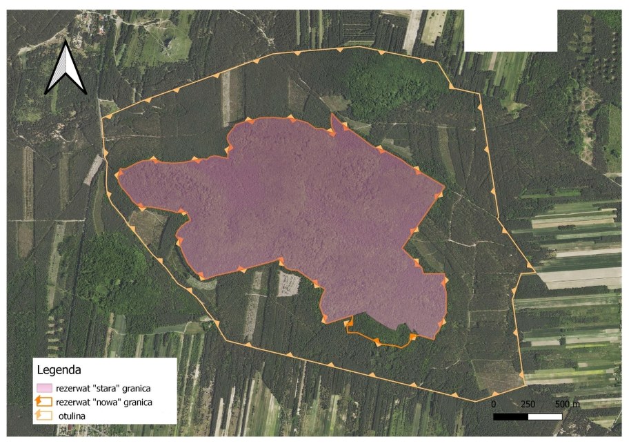 Mapa granic rezerwatu Sokole Góry wraz z otuliną /matriały prasowe /Materiały prasowe