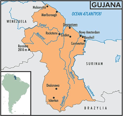 Mapa Gujany /Encyklopedia Internautica