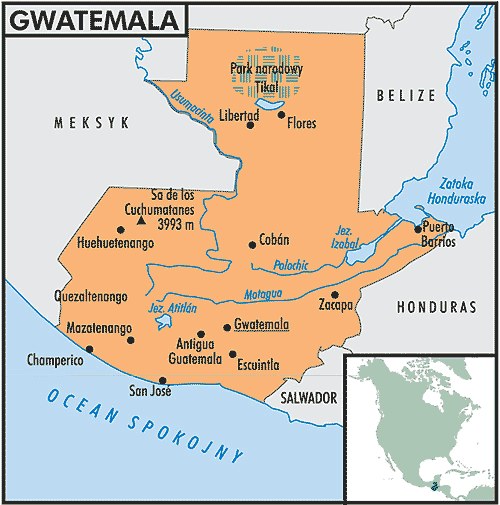 Mapa Gwatemali /Encyklopedia Internautica