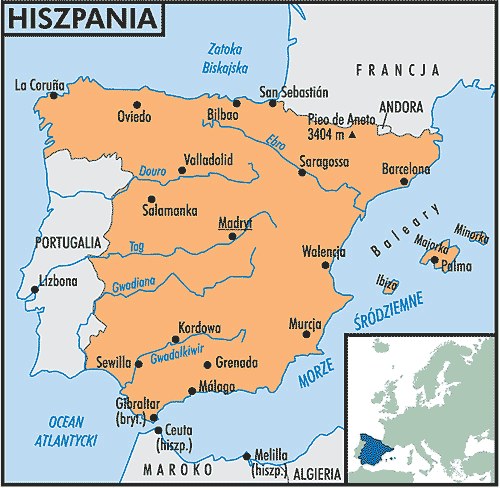 Mapa Hiszpanii /Encyklopedia Internautica